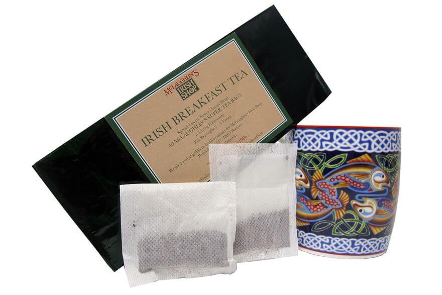 Irisches Teatime Set mit Tea Bags und Teebecher mit keltischen Mustern