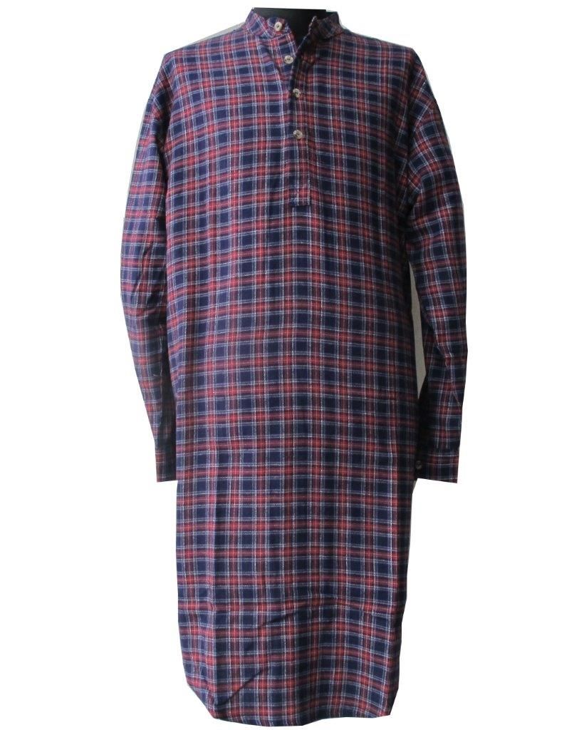 Irisches Nachthemd, Baumwollflanell blau-rot kariert. XXXL