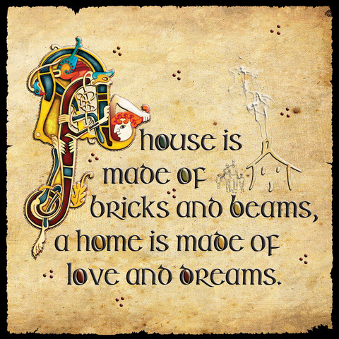 Spruchkarte aus Irland "A House is made..."