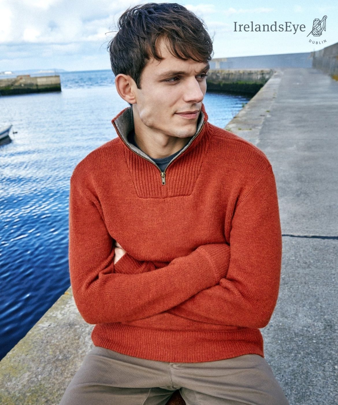 Irischer Troyer Pullover aus Lammwolle Herbstlaub XXL