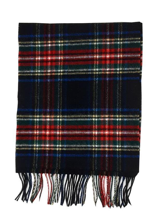 John Hanly Irischer Schal aus feinster Lammwolle. Black Stewart Tartan