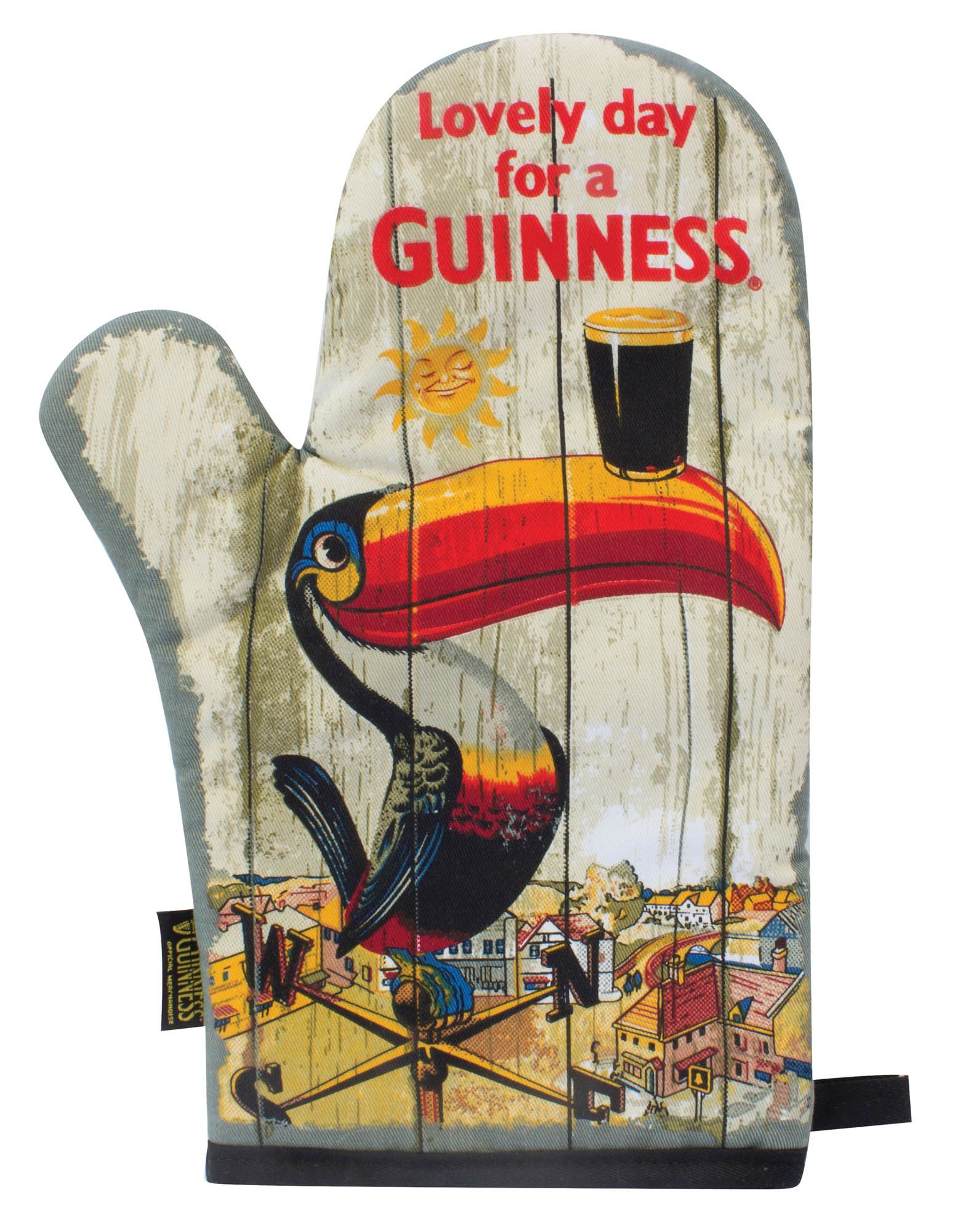 Großer Guinness Profi Ofen- und Grillhandschuh mit Tukanmotiv