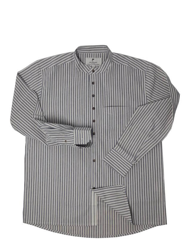 Lee Valley Irisches Stehkragen Grandfather Hemd aus glatter Baumwolle XL