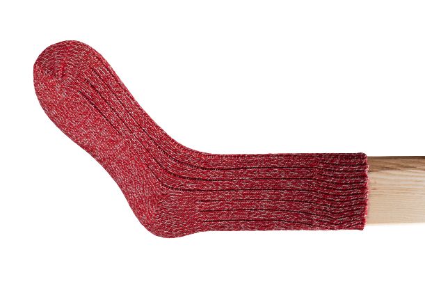 Mehrfarbige, irische Wollsocken, karminrotmeliert M