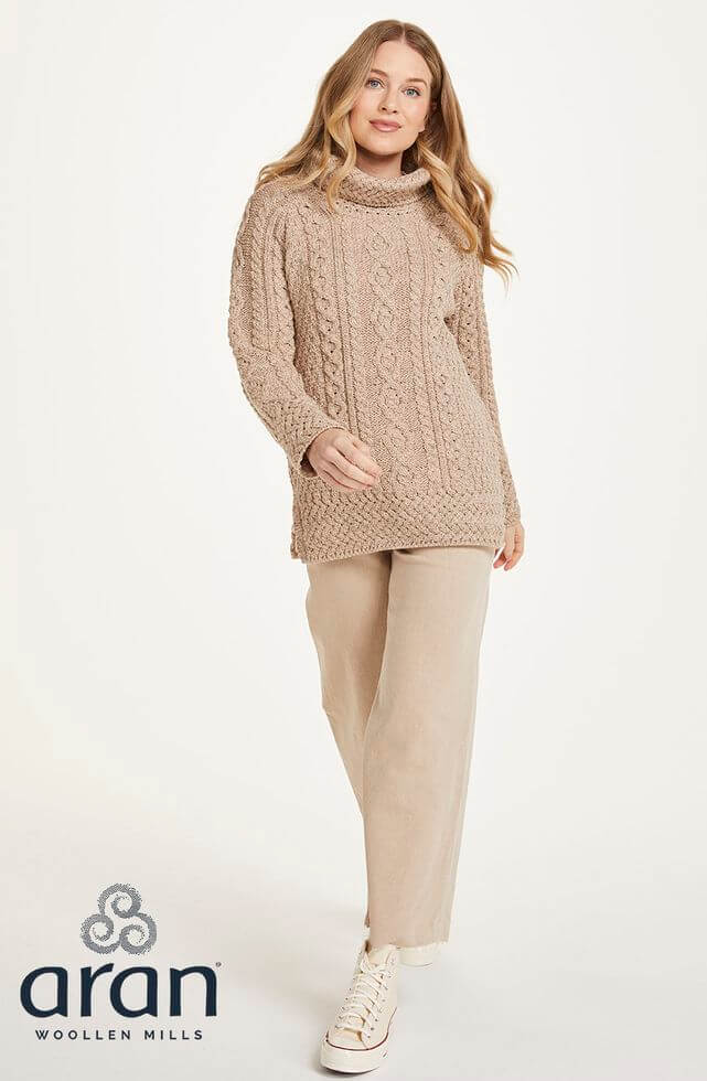 Damenpullover aus 100% Wolle, beige L