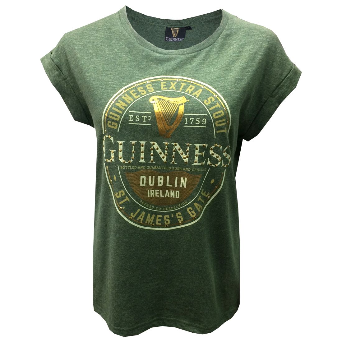 Guinness Damen T-Shirt mit Goldnieten M